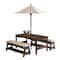 KidKraft Oatmeal & White Stripes Outdoor Table & Bench Set with Cushions & Umbrella